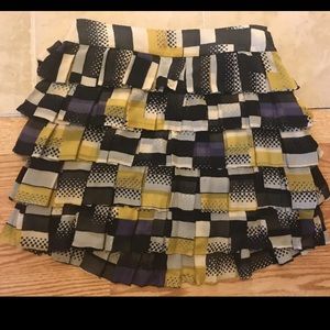 BRAND NEW DIANE VON FURSTENBERG SILK SKIRT SIZE 2 RUFFLE MINI YELLOW BLACK